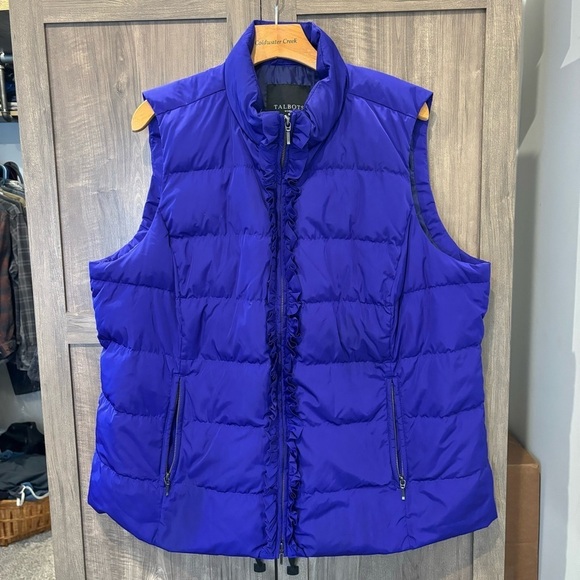 Talbots 2X puffer down vest Purple Ruffle Trim - Picture 1 of 10
